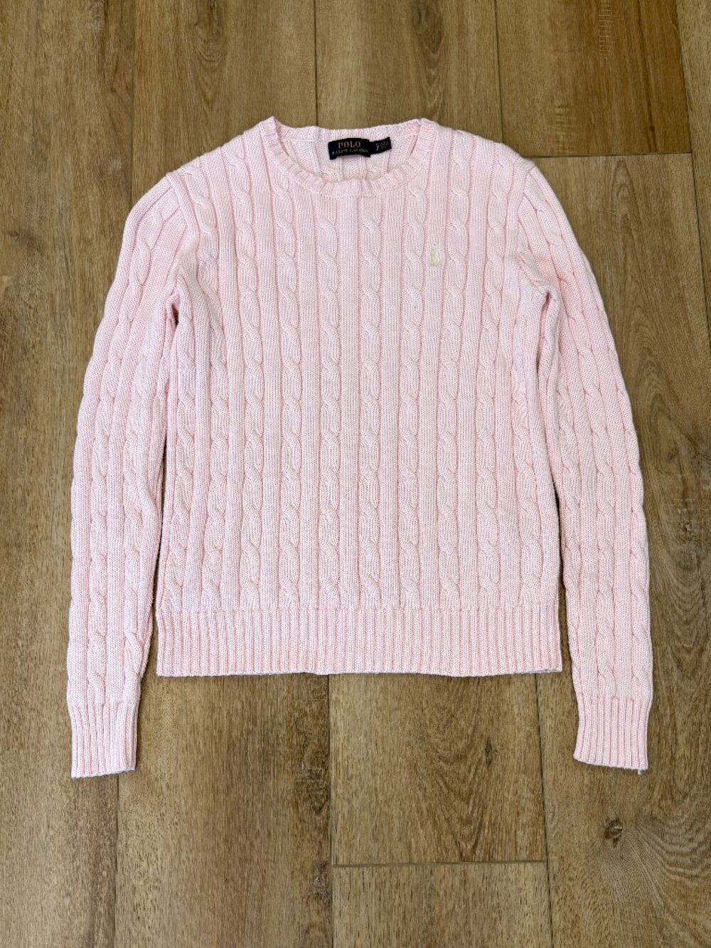 🌟 POLO RALPH LAUREN 🌟LOGO COTTON CABLE KNIT SWEATER PINK SZ S